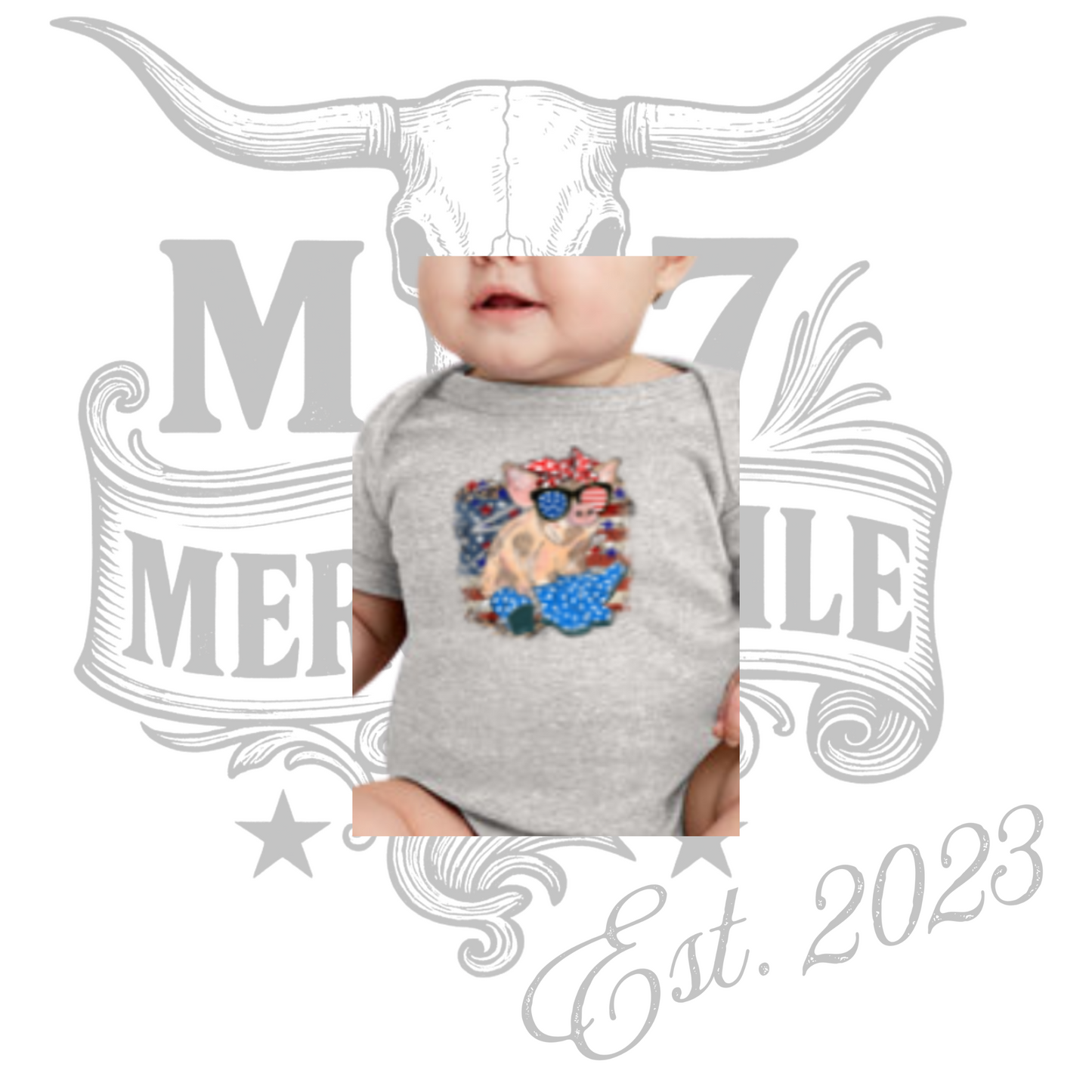 *PREORDER* Baby Girl Patriotic Pig Onesie