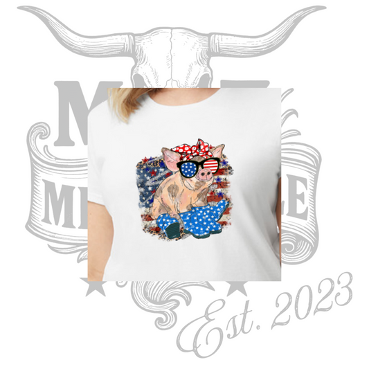 *PREORDER* Women's Patriotic Pig Tee
