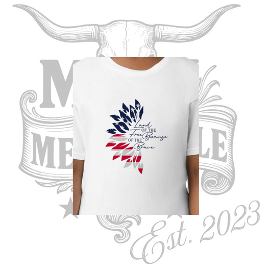 *PREORDER* Girls Land of the Free Because of the Brave TShirt