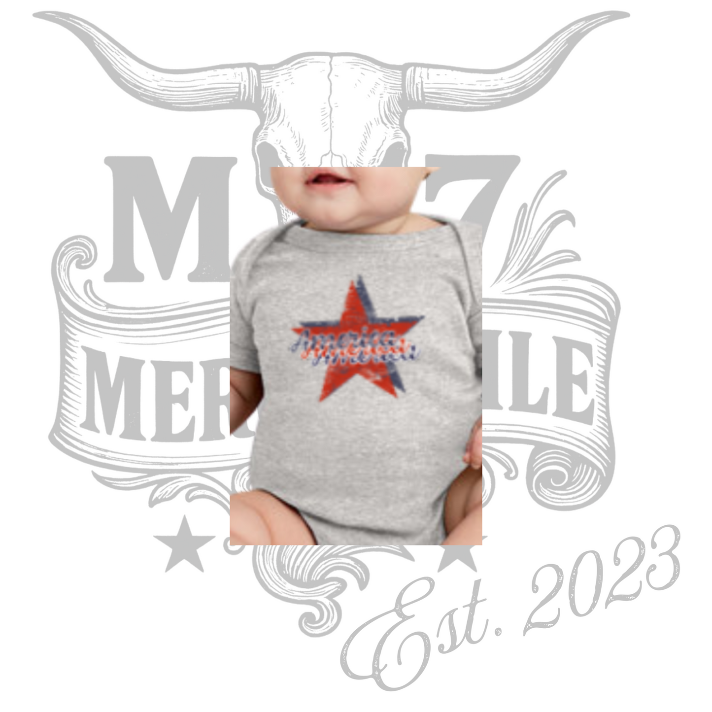 *PREORDER* Baby Girl America Distressed Star Onesie