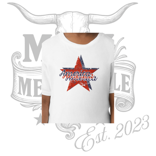 *PREORDER* Girls America Distressed Star Tee