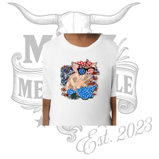 *PREORDER* Girls Patriotic Pig Tee